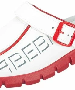 Abeba Berufsschuhe Sicherheitsschuhe ABEBA Clog Weiß/ Rot Mit Aufdruck 7313 OB
