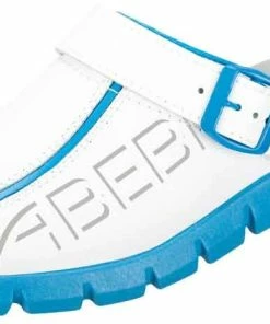 Abeba Berufsschuhe Sicherheitsschuhe ABEBA Clog Weiß/ Blau Mit Aufdruck 7312 OB